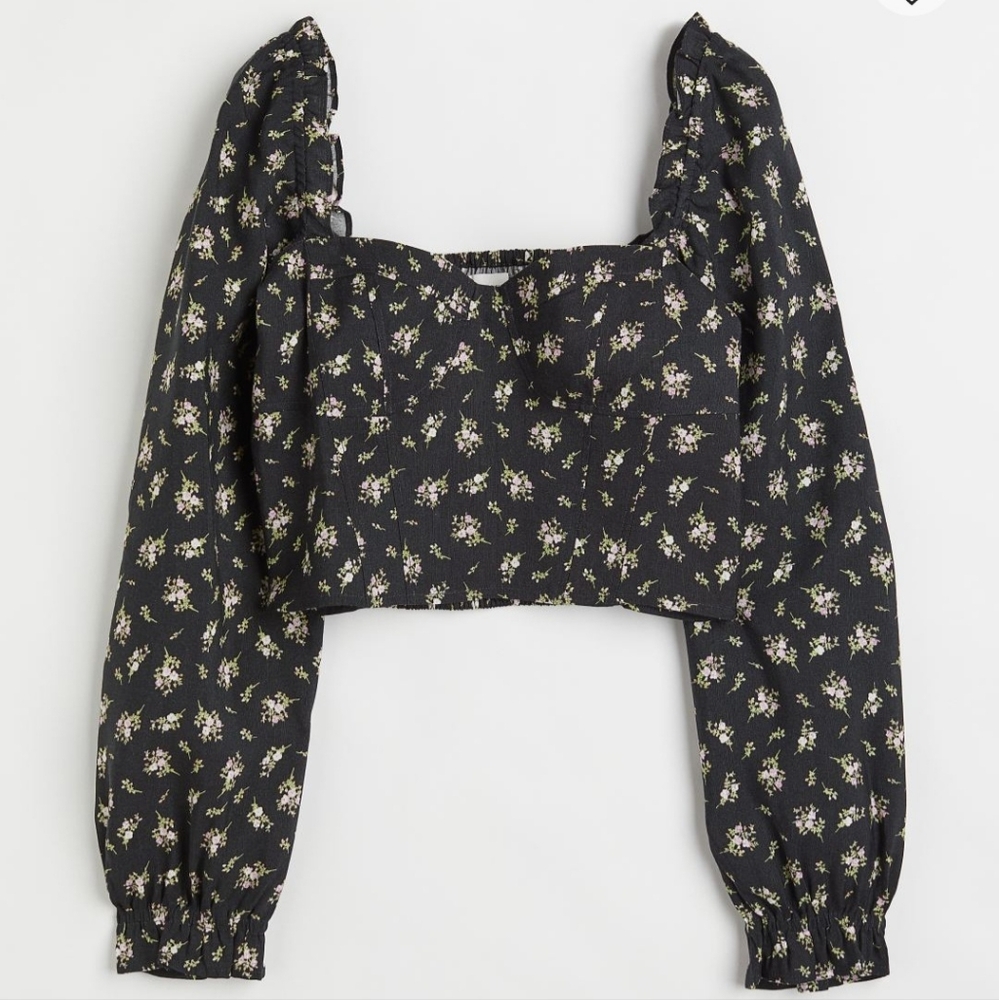 Floral linen blend top XL